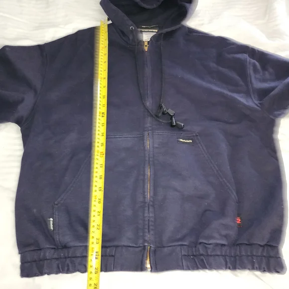 Workrite FR Flame-Resistant Men's Navy Blue Hooded Zip-Up Size